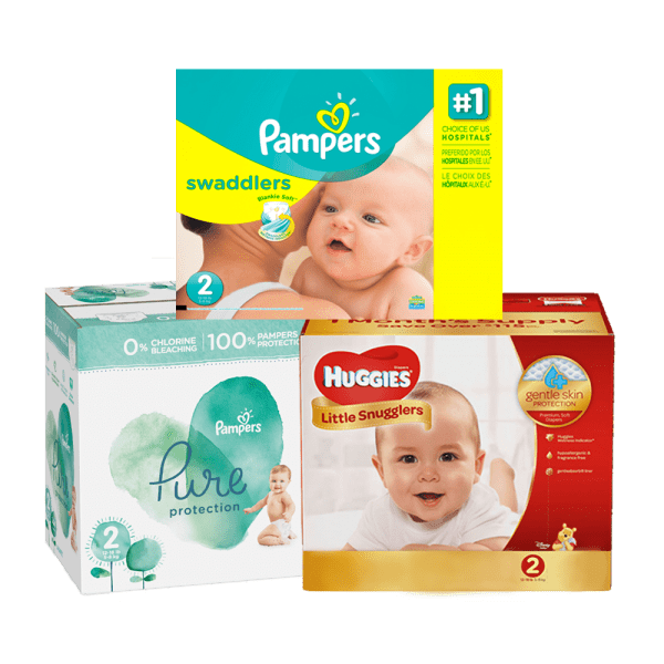 Pamper swaddler huggies little snugglers and pamper pure boxes of diapers