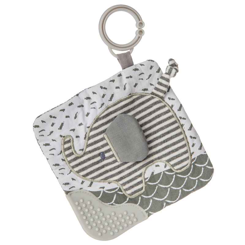 square toy with a black and white elephant print on it for baby