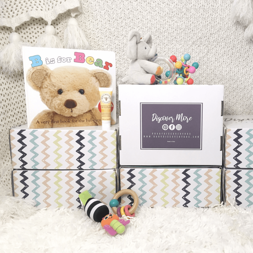 Discovery Box month 4 contains the perfect toys for a 4 month old