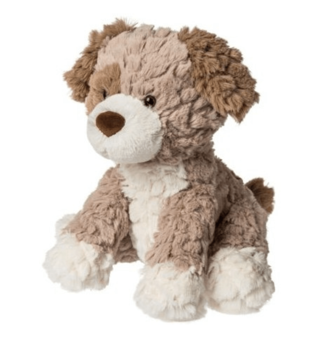 Frisky Puppy features fluffy, floppy ears and a sweet sculpted face