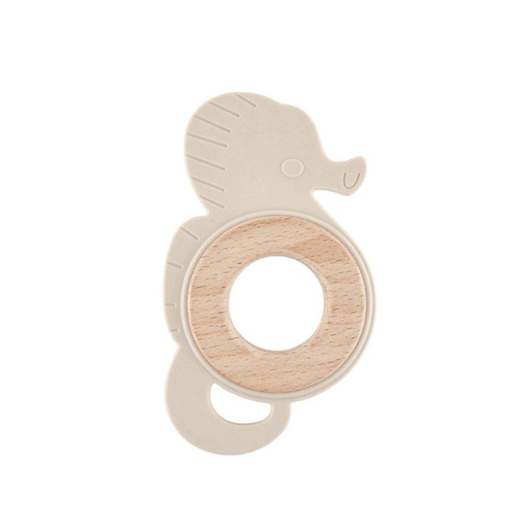 wood sea horse teether