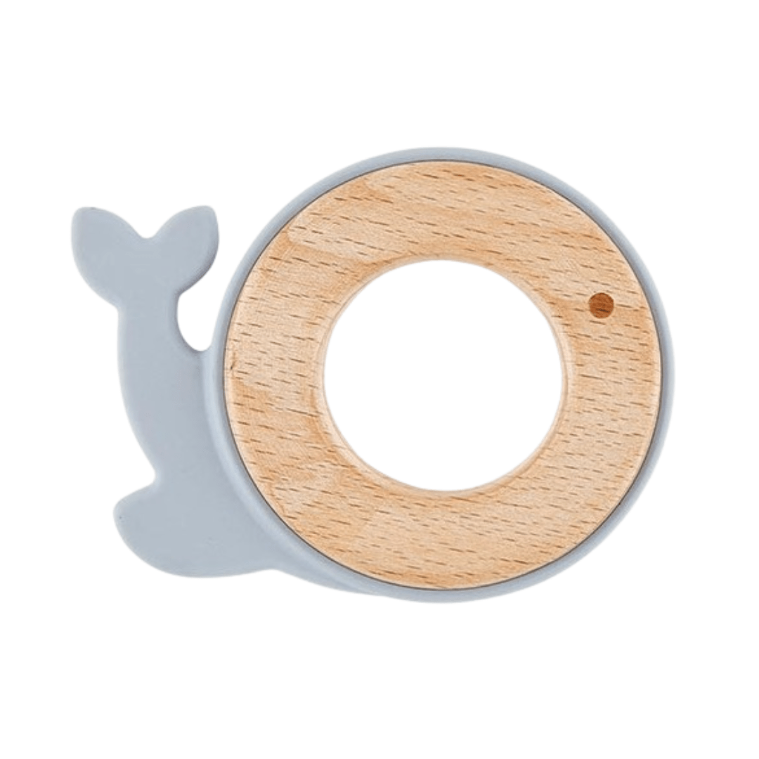 Whale Teether - Baby Showers By Mail Silicone Teether - Whale Made of beech wood and soft food grade silicone beads perfect to soothe during the teething stage.
