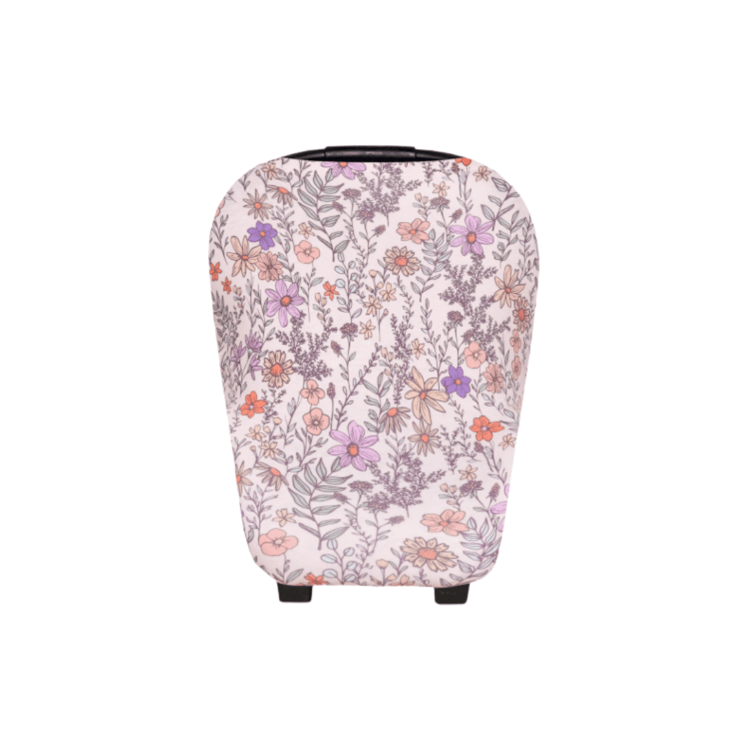 Copper Pearl Flora Multi Use cover - Baby Showers By Mail Copper pearl flora mulit use cover with pink and purple flowers on it