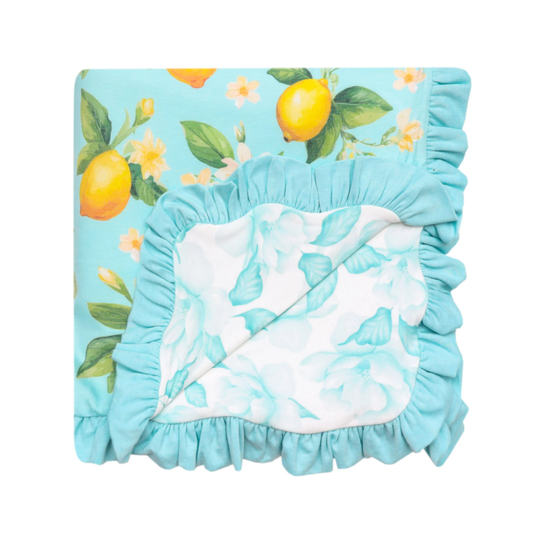 copper pearl melody ruffled three layer quilt - Baby Showers By Mail copper pearl melody ruffled three layer quilt